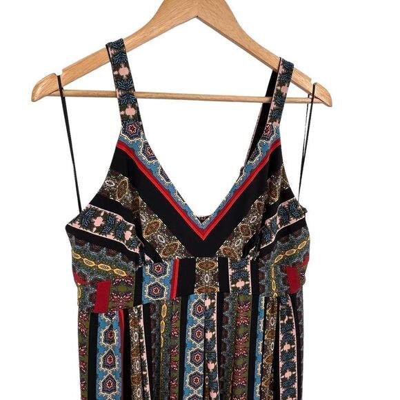 NWT Tahari black printed boho ruffle maxi dress size medium - Picture 4 of 10